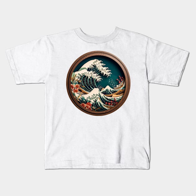 “Nami” - Japanese Framed Wave Kids T-Shirt by Young Inexperienced 